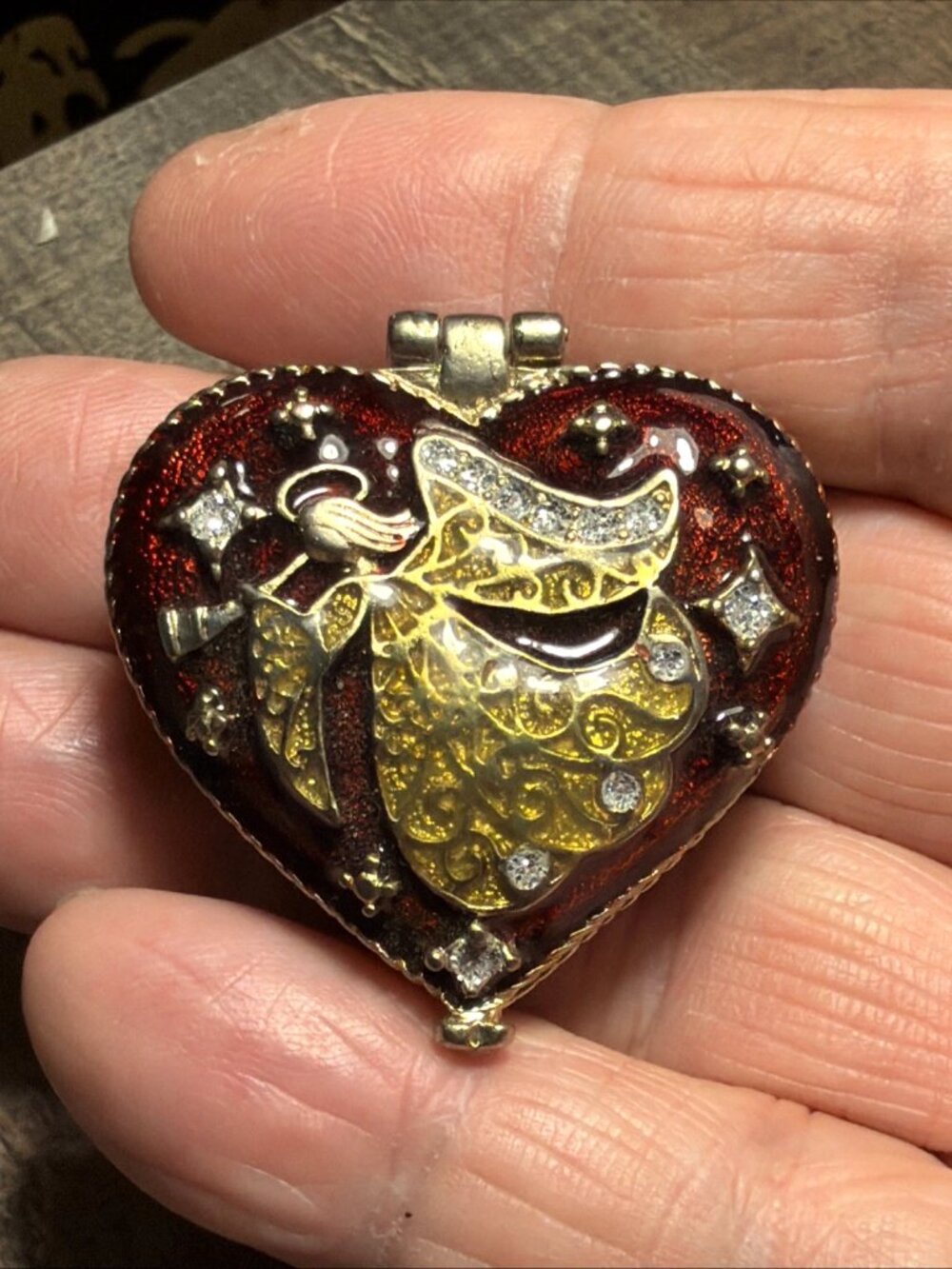 Monet Heart Shaped Angel Jewelry Trinket Box Pillbox 2012 Collectible Gift
